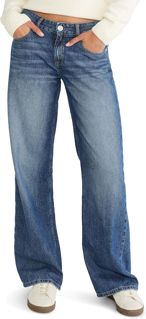 AEROPOSTALE Womens Aero Baggy Wide Leg Light Wash Clean Jean