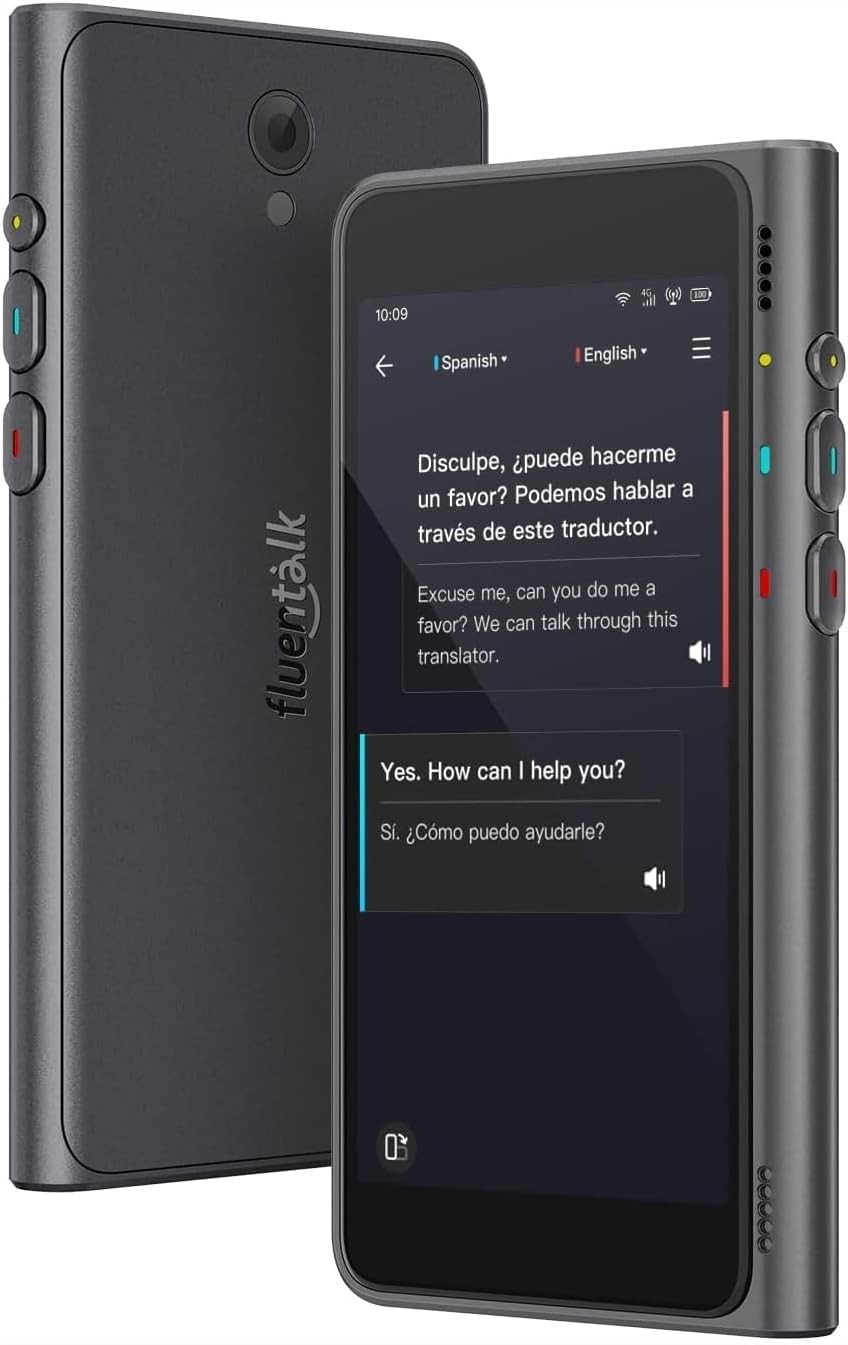 Timekettle Fluentalk New T1 Translator Device Supports 40 Languages, 31+ Offline Language Pairs, Photo Translation, No WiFi Needed, 2-Year Global Data, 4" HD Screen for Travel