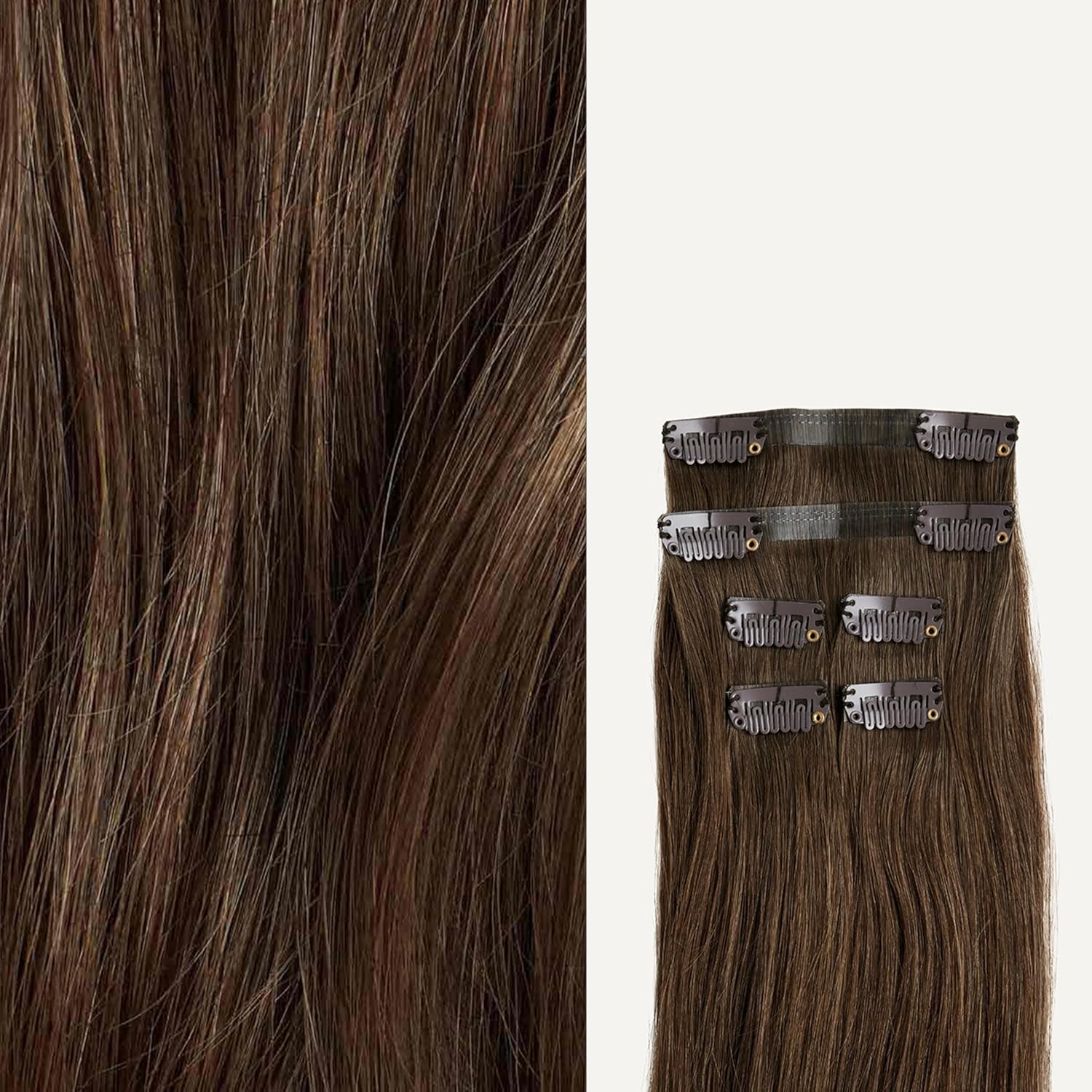 Luxy 100% Remy Human Hair Extensions for Thin Hair Thinning Hair Fill-Ins – 6 Seamless Wefts Multi-Dimensional Color Blend - Natural-Looking Volume & Coverage 50 grams 12" Neutral Brown Thinning