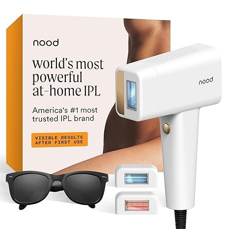 NEW Nood™ Flasher Pro — IPL Laser Hair Removal Device for Women & Men with Sapphire Cooling — Pain-free & Permanent, Visible Results After First Use & Works Everywhere Hair Grows — Gloss White