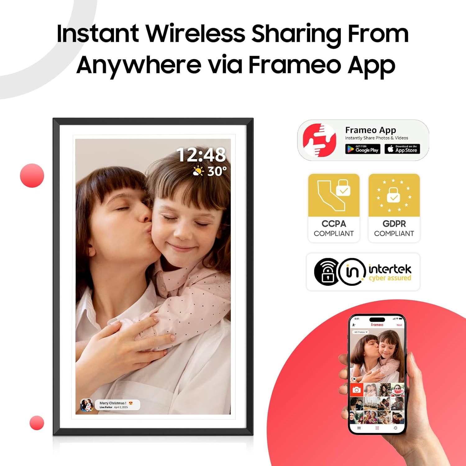 ApoloSign Digital Picture Frame 15.6 inch, WiFi Digital Photo Frame with 32GB Storage, 1920x1080 FHD IPS Touch Screen, Auto-Rotate, Easy Setup to Share Photos or Videos Instantly via Frameo App